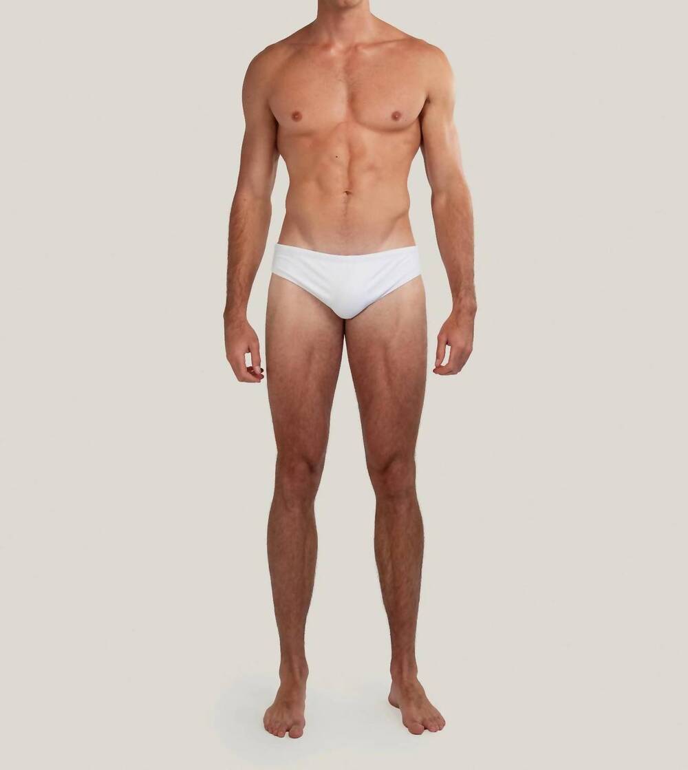 NEW GOODPARK ribbed dune brief swimming trunks in white